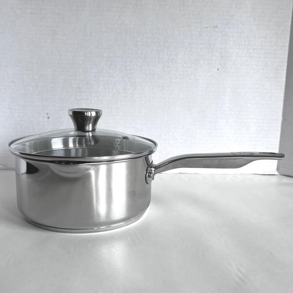 T-fal Cook & Strain 3 Qt Stainless Steel Saucepan Vented Glass Lid